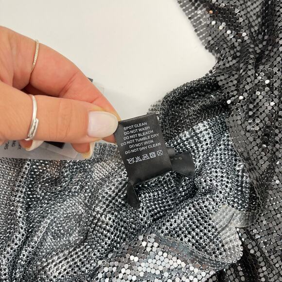 Michael Costello x REVOLVE | Evangeline Mini Dress in Black & Pewter M w/ Tags - Picture 13 of 13